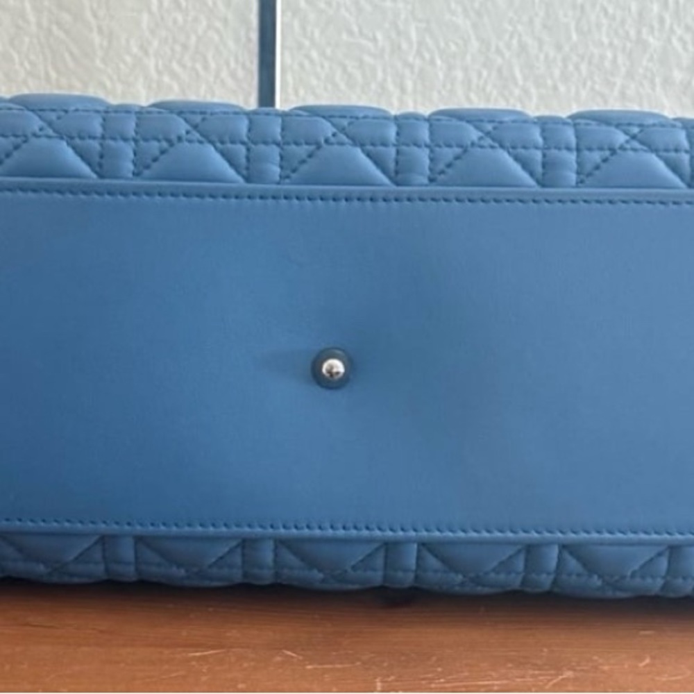 Authentic Dior Quilted Lambskin Leather shoulder /Tote bag -Blue w/COA - Picture 11 of 11